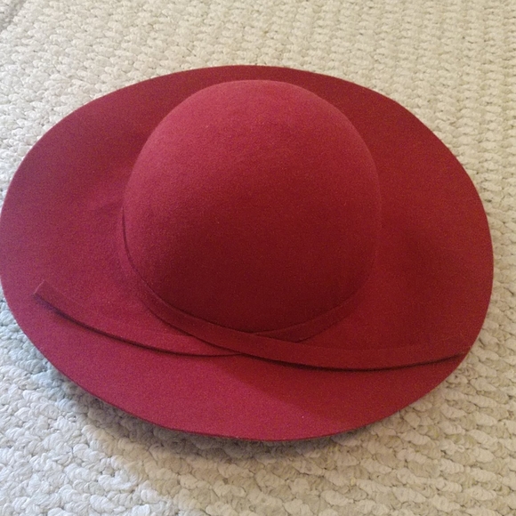 👒 Red Wide Brim Floppy Felt Sunday Sun Hat Summer - Picture 4 of 8